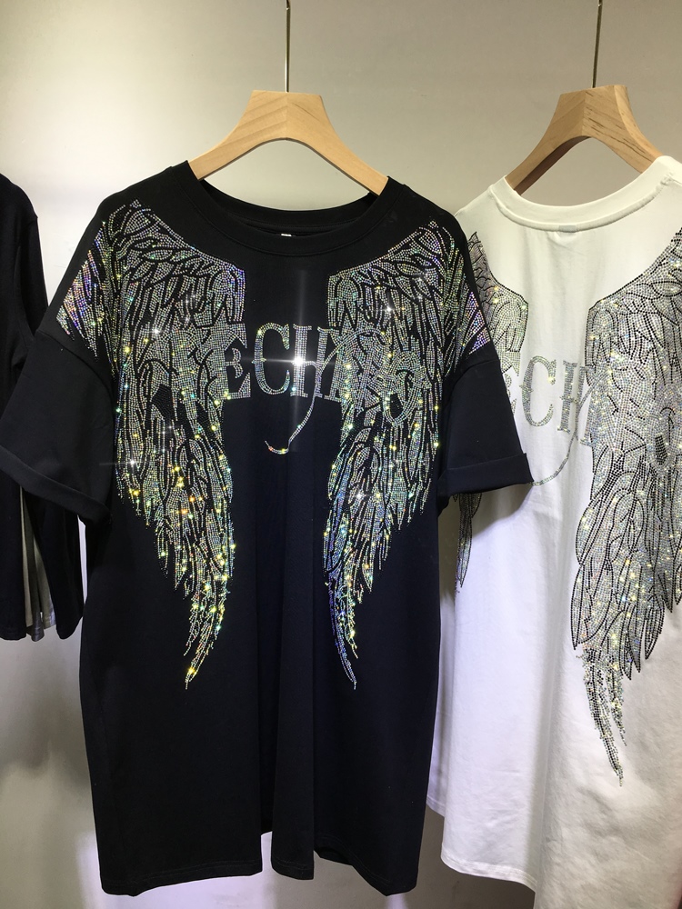 L-4XL Oversize Rhinestone Ange - Streetwear Clothing Brands ulasan dan harga