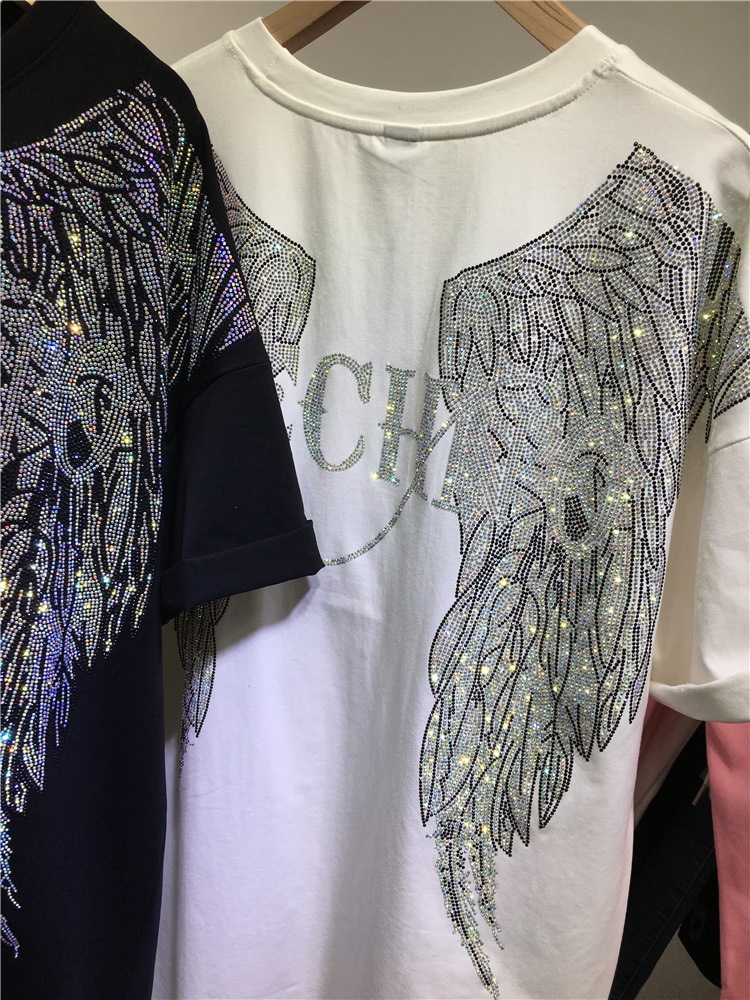 L-4XL Oversize Rhinestone Ange - Streetwear Clothing Brands ulasan dan harga