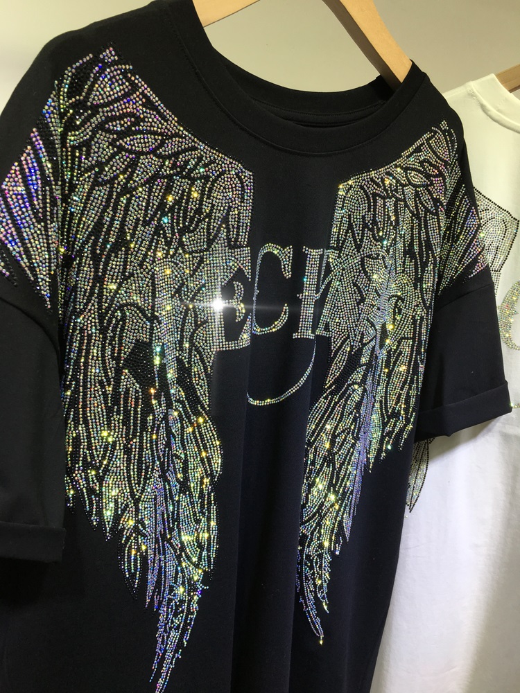 L-4XL Oversize Rhinestone Ange - Streetwear Clothing Brands ulasan dan harga