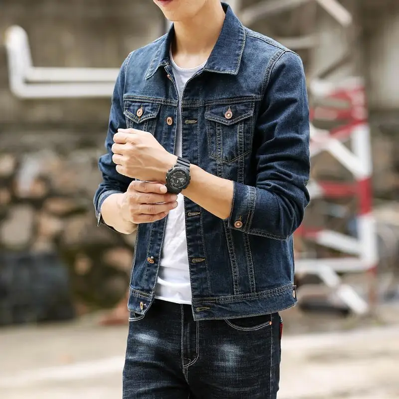 Autumn Lapel Male Jean Coats S - Japanese Brand Streetwear Vintage ulasan dan harga