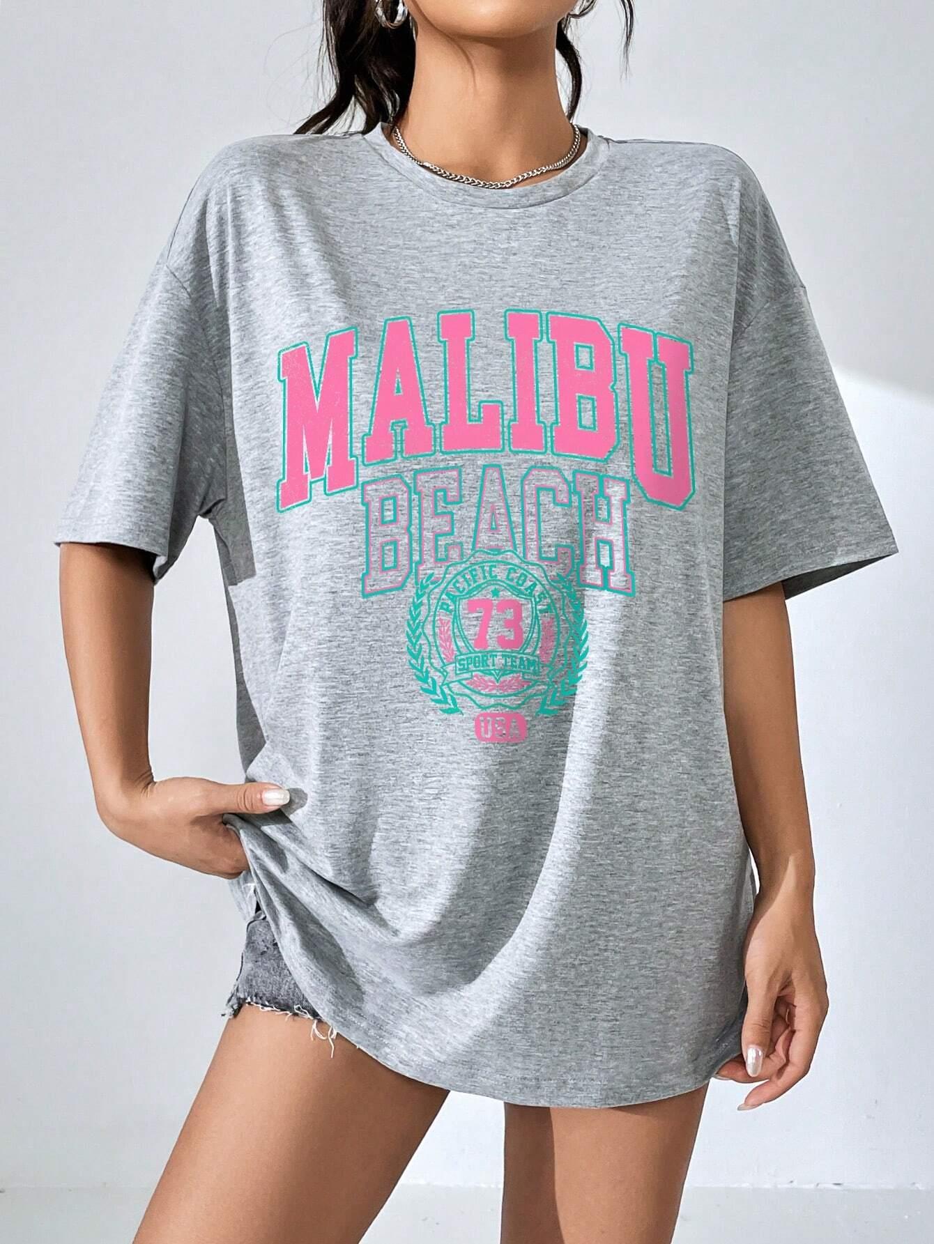 Malibu Beach Letter Print Prin - Streetwear Clothing Brands ulasan dan harga