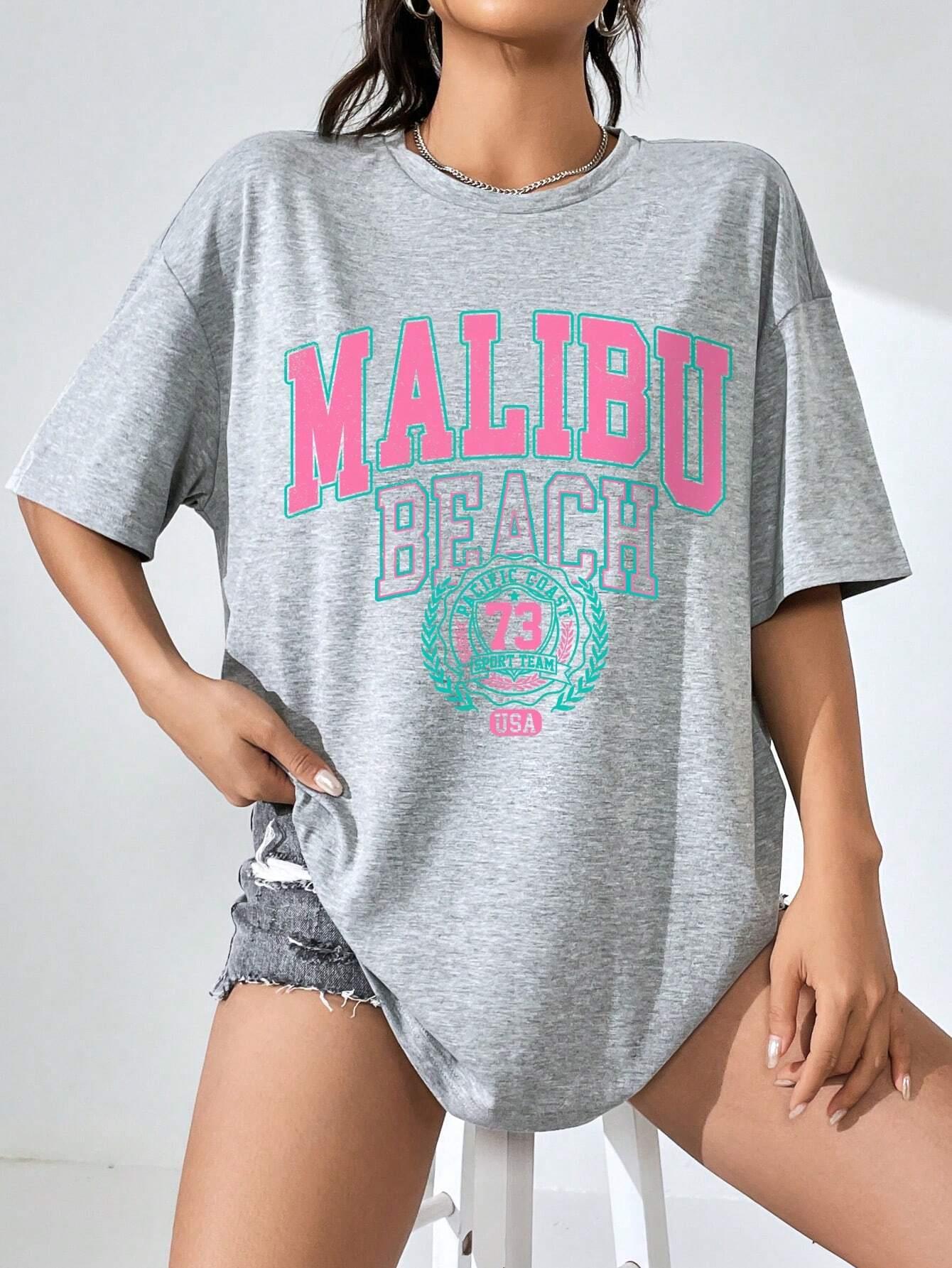 Malibu Beach Letter Print Prin - Streetwear Clothing Brands ulasan dan harga