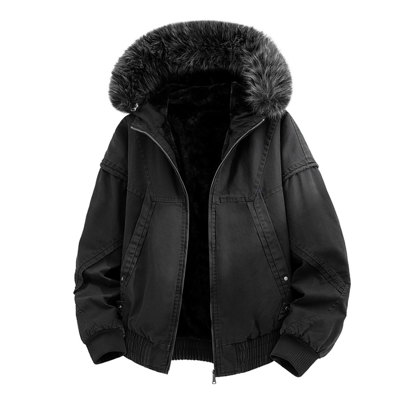 High-end Fur Collar Hooded Par - Streetwear Clothing Brands ulasan dan harga
