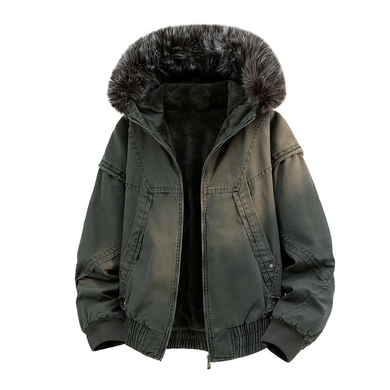 High-end Fur Collar Hooded Par - Streetwear Clothing Brands ulasan dan harga
