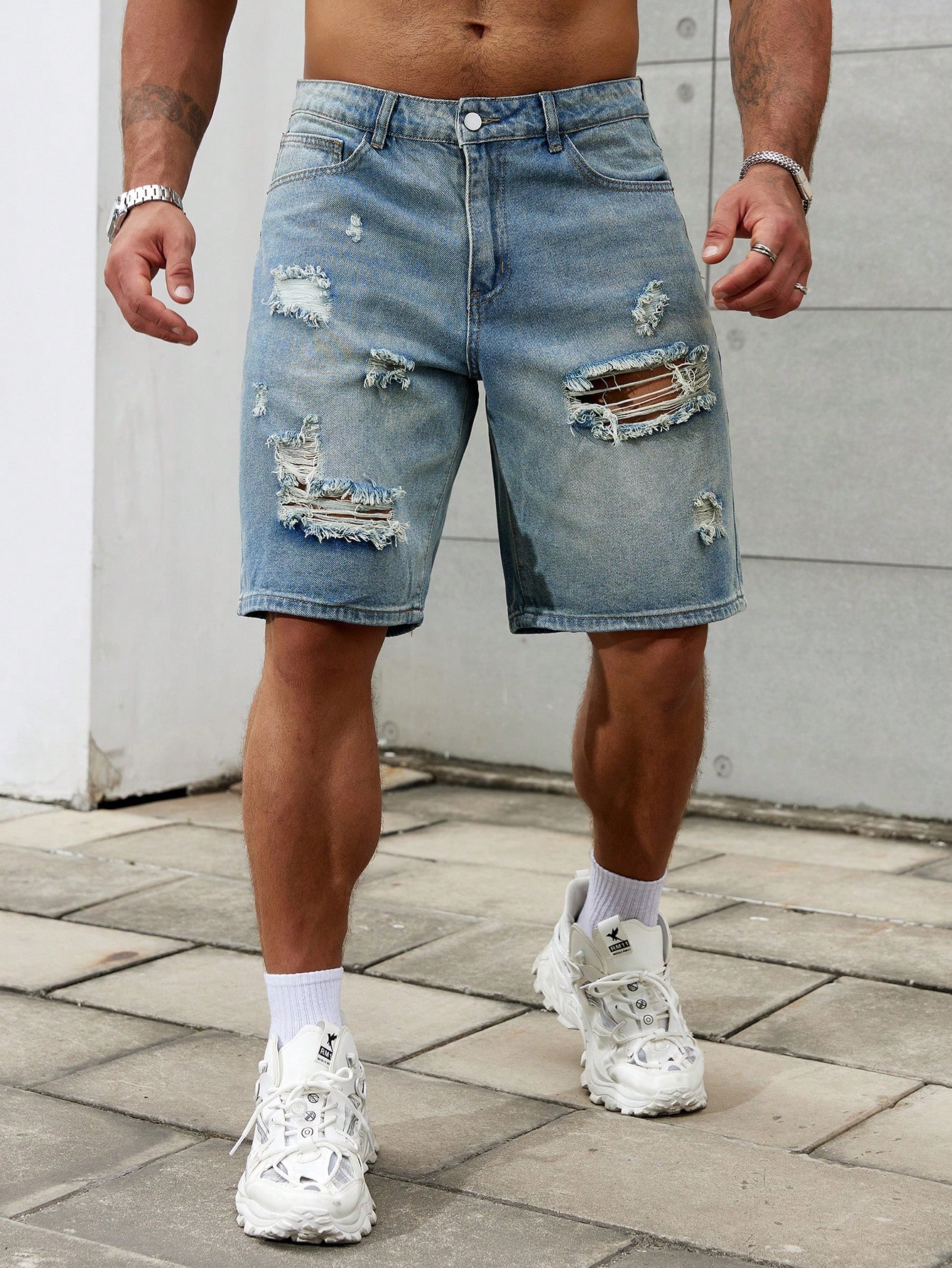 New Fashion Mens Ripped Short  - Streetwear Clothing Brands ulasan dan harga