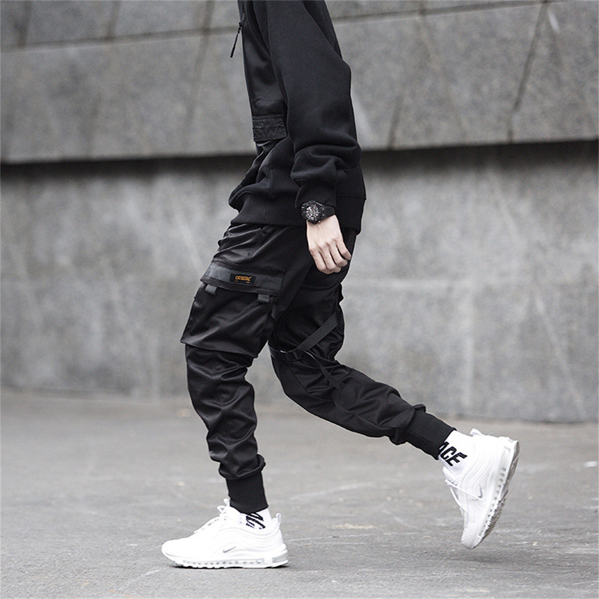 Black Hip Hop Cargo Pants Summ - Streetwear Brand China ulasan dan harga