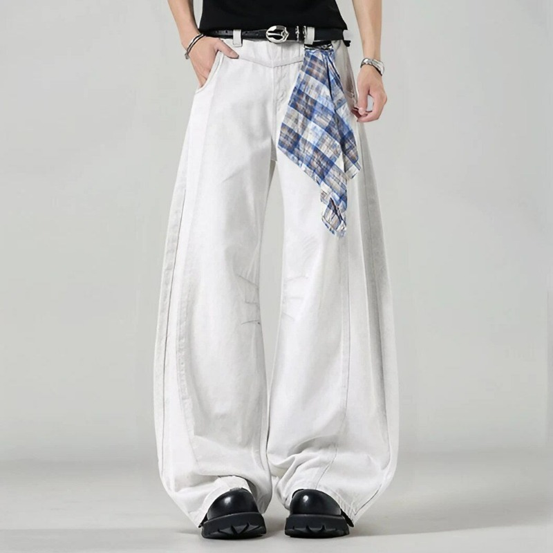 Men's Loose Wide Leg Plaid Pan - Streetwear Brand China ulasan dan harga